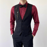 QS793*男中性灰色短款不对称褶皱装饰马甲P50，男装背心/马甲，星座717A