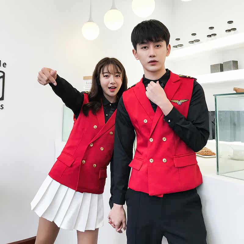 Q8758-新款空少系列男女款短马甲外套工作服发型师马甲P50,男装背心/马甲,星座717A