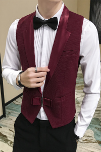 LP796*新款绅士翻领短马甲男休闲单排扣马甲服务生马甲 P50图片