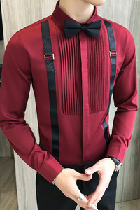 LT017-宫廷风男士长袖衬衫酒吧发型师衬衣潮男衬衫大码P50图片