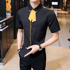 LT136*男女短袖领带装饰奶茶店衬衣工作服营业员衬衫定制LOGOP40图片