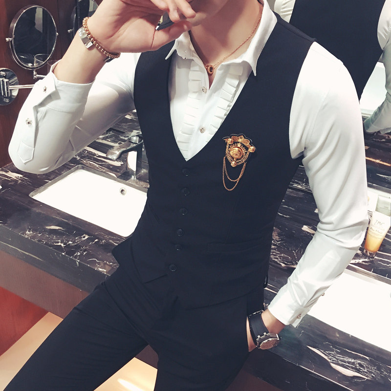 Y8744-W学院风男KTV英伦DJ马甲工作服美发师理发店大码马甲P50,男装背心/马甲,星座717A