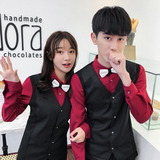 QC101-V纯色长袖衬衫马甲假两件套男女情侣款长袖衬衣工作服P55，男装衬衫，星座717A