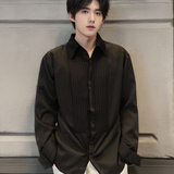 QS036*褶皱法式男长袖衬衫酒红色P48，男装衬衫，星座717A