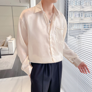 QS062*个性小众男那不勒斯超薄亮面长袖衬衫防晒衣宽松衬衣P50图片