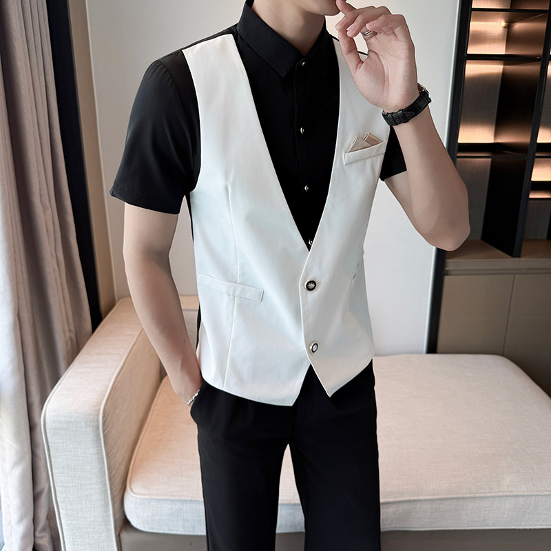 LT1001*男假两件衬衫餐厅吧台KTV夜店工作服P55,男装衬衫,星座717A
