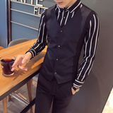S8471*社会小伙青年衬衫马甲假两件男潮衬衫两件套衬衣大码P60，男装衬衫，星座717A