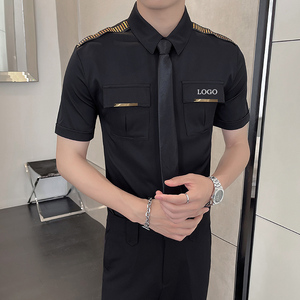 LT031*肩章装饰大口袋空少短袖衬衫酒店餐厅酒吧工作服P40图片