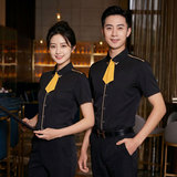 GZ136*皮条装饰餐厅娱乐场所咖啡厅KTV夜店短袖衬衣工作服P45，男装衬衫，星座717A