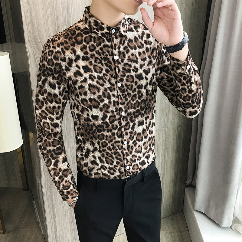 LT100-男韩版骚气夜店风长袖衬衫青年发型师长袖衬衣P45,男装衬衫,星座717A