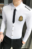 LT104-新款男发型师学生长袖衬衫班服酒吧工作服P50，男装衬衫，星座717A