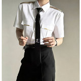 QS031*男简章亮条装饰空少短袖制服P40，男装衬衫，星座717A
