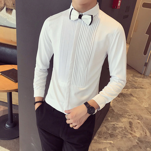 SC036-宫廷男潮韩版长袖衬衣夜店酒吧发型师服务生衬衫工作服P48图片