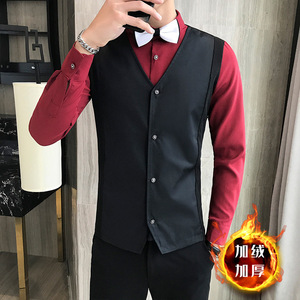 LT101-秋冬男马甲衬衫两件套夜店酒吧KTV发型师加棉加厚P60