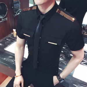 YC031-型男空少服短袖衬衫夜店KTV理发师可定制LOGO衬衣工作服P40图片