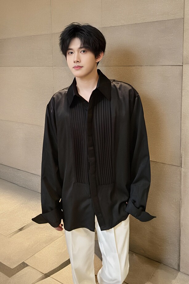 QS036*褶皱法式男长袖衬衫P48,男装衬衫,星座717A