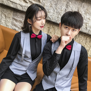 Q8781*新款经典纯色情侣服务员马甲情侣马甲工作服马褂P50图片