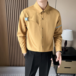 LT150*男秋季撞色个性小众设计工作服KTV夜店服务生衬衫工装P55图片
