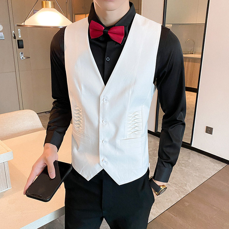 LT804*男商务褶皱短款V领马甲夜店酒吧餐厅KTV潮工作服P50,男装背心/马甲,星座717A