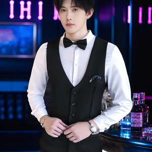 QS731*男士KTV夜店酒吧马甲V领短工作服休闲马甲P50图片