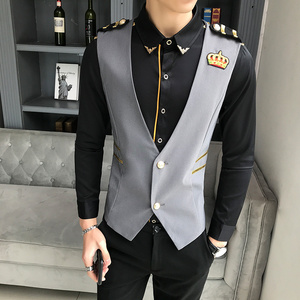 LP780-英式学院风V领马甲小外套男女款马甲工作服大码P45图片