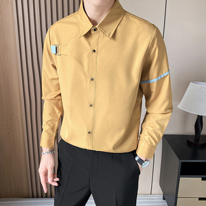 LT150*男秋季撞色个性小众设计工作服KTV夜店服务生衬衫工装P55图片