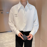 QS068*男新款小众宽松铁扣装饰那不勒斯风格中性长袖衬衫P65，男装衬衫，星座717A