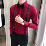 LT017-新款宫廷风背带假两件长袖衬衫夜店酒吧KTV工作服P50，男装衬衫，星座717A