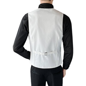 LT804*男商务褶皱短款V领马甲夜店酒吧餐厅KTV潮工作服P50图片