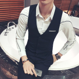 Y8704-秋男士纯色假口袋马甲外套营业员服务生马甲工作服大码P40，男装背心/马甲，星座717A
