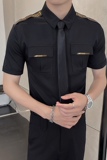 LT031*肩章装饰大口袋空少短袖衬衫酒店餐厅酒吧工作服P40，男装衬衫，星座717A