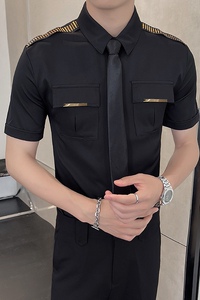 LT031*肩章装饰大口袋空少短袖衬衫酒店餐厅酒吧工作服P40图片