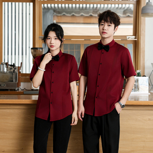 QC144*西餐厅男女同款短袖衬衫酒吧夜店服务员工装道具服装P40