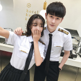 QC031*新款男女短袖衬衫空少肩章亮条装饰酒吧KTV工作服P40，男装衬衫，星座717A