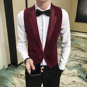 LP796*新款绅士翻领短马甲男休闲单排扣马甲服务生马甲 P50图片