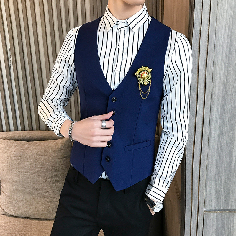 LP744-精致学院风短款男马甲外套夜店休闲服务生马甲P50,男装背心/马甲,星座717A