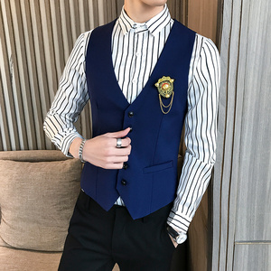 LP744-精致学院风短款男马甲外套夜店休闲服务生马甲P50图片