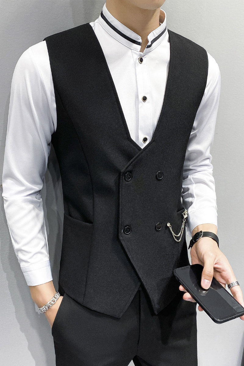 LP810*双排扣V领男休闲马甲夜店酒吧KTV员工工作服P50,男装背心/马甲,星座717A