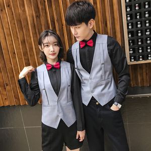 Q8781*新款经典纯色情侣服务员马甲情侣马甲工作服马褂P50图片