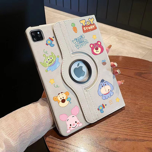 ipad七八代平板保护套2024Pro11英寸苹果air1/2/3/4/5/6卡通草莓熊贴纸可旋转支架9.7寸A1893电脑壳10.2A2197