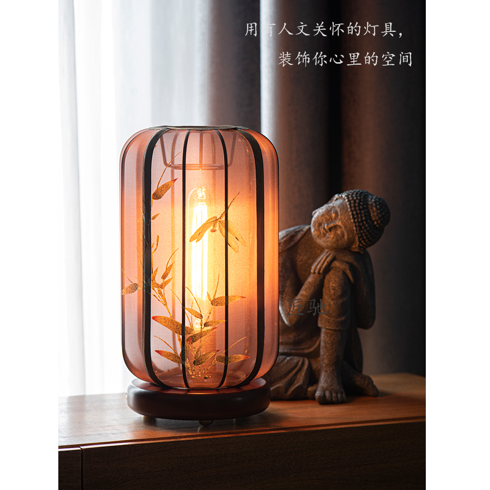 宋代美学手绘《竹蜻蜓》复古禅意新中式台灯茶台书房床头氛围灯