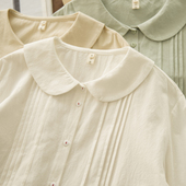 打底学生衬衫 复古jk风小众设计感长袖 女 春娃娃领白衬衫 甜蜜教主