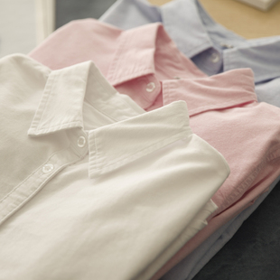 气质 女工作服打底正装 聚古 秋全棉牛津纺衬衣百搭通勤纯色白衬衫