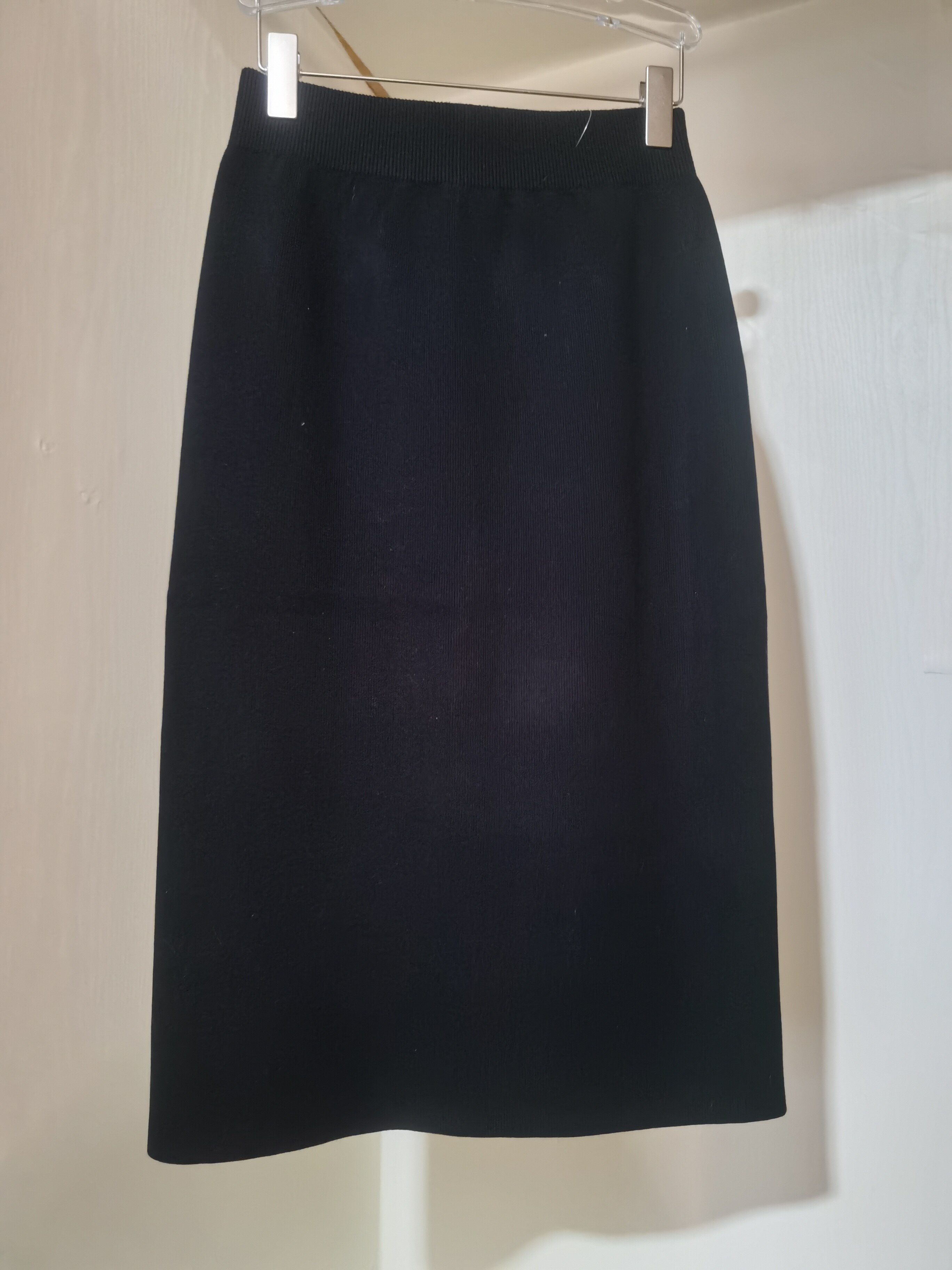 开叉直筒抗起球针织半身裙弹力不鼓包铅笔半裙小个子显瘦百搭黑裙