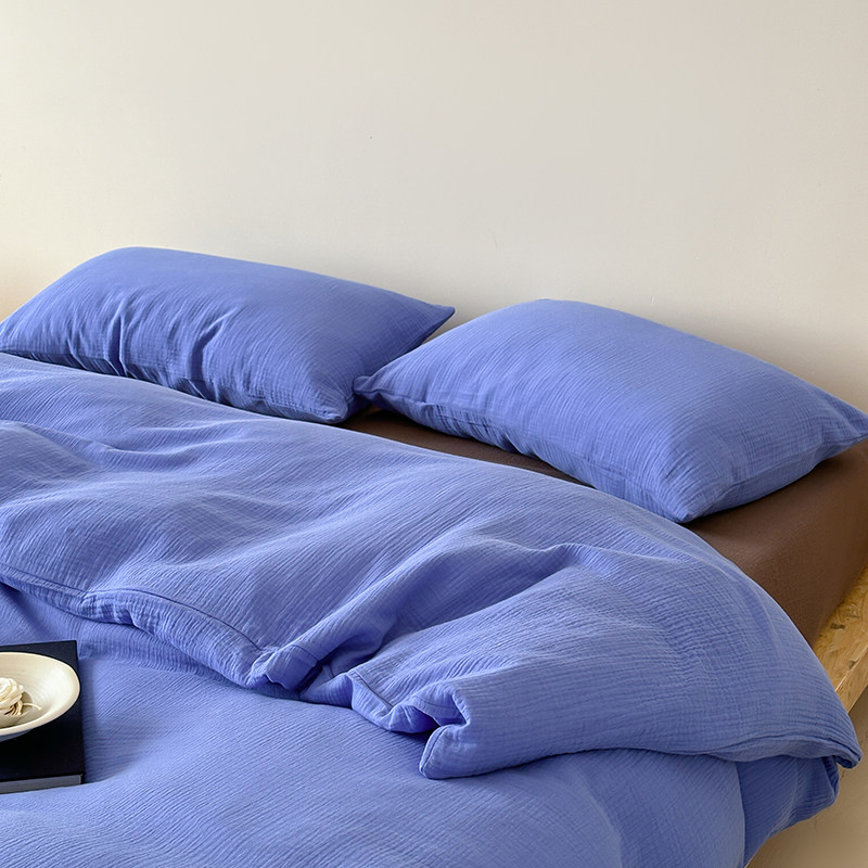肥子妈良品2025新款A类纯棉双层皱皱纱单被套单品被套被套单件