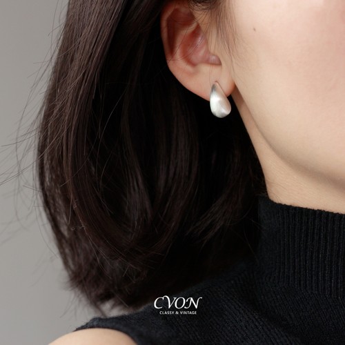 CVON拉丝水滴耳环哑光耳钉女轻奢小众设计高级感独特老钱风银耳饰