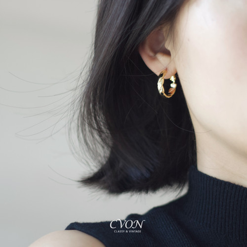 CVON 法式圈圈耳环素圈女小圆圈银针轻奢高级感耳扣耳圈金色耳饰