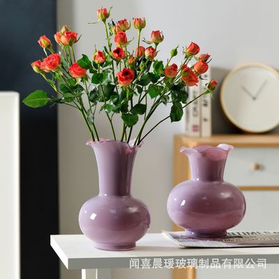 轻奢简约法式玻璃花瓶摆件