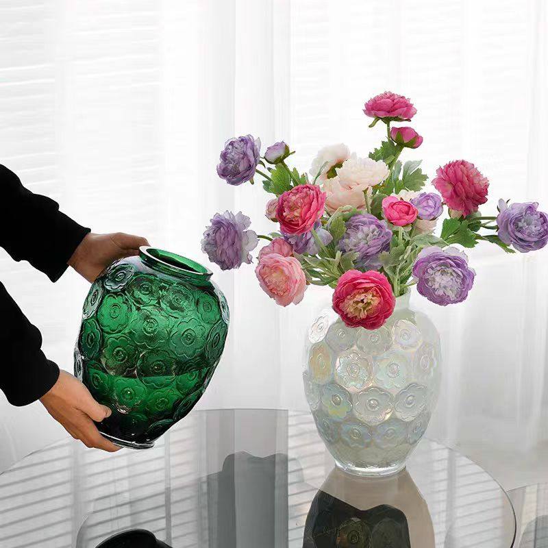 欧式浮雕玻璃艺术复古摆件水养鲜花插花桌面装饰居家大号玻璃花瓶,家居饰品,花瓶,淘宝优惠券,粉丝福利购,淘宝优惠卷