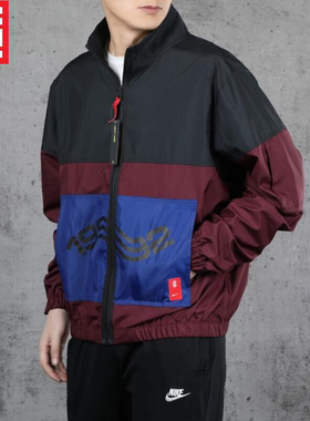 NIKE耐克男秋款欧文防风梭织立领篮球运动休闲夹克外套BV9296-681
